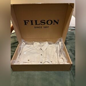 Filson Dry Tin Cloth Forester Jac-Shirt, Mens sz Large, Natural Seed Rare w/box